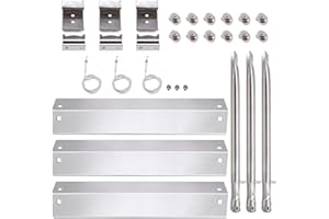 Hiorucet Grill Replacement Parts for Chargriller 5050 3001 5650 3072 5072 3030 3008 5252 3000 4000 4208 Grill Models. Stainless Steel Grill Heat Plate Shields, Burner Tubes, Hanger Brackets, Ignitor.