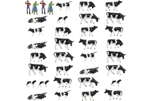 EVEMODEL Farm Animals Figure Toys Set,AN8704 36PCS 1:87 Well Painted Model Cows figures HO Scale Model Train Scenery Layout Miniature Landscape