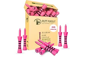 PUTT PURSUIT Castle Bamboo Golf Tees - Biodegradable & Sustainable Golf Tees Bamboo Material - Golf Accessories - Golf Tees Wooden - Multiple Sizes from 25mm Green to 70mm Orange Non Plastic Golf Tees