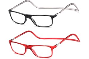 NEW VISION 2 Pack Occhiali Da Lettura con Calamita, Occhiali con Calamita Da Vista NV2904, Occhiali Calamitati Da Collo, Occhiali Lettura Calamita per Uomo e Donna (Rn, 2.5, x)
