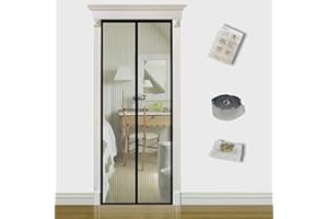TQFlow Magnetic Screen Door,95x205cm Fly Screens for Doors,Anti Mosquito Heavy Duty Bug Mesh Curtain,Snap Shut Automatically Insect Door Screen with Full Frame Magic Tape&Powerful Magnets