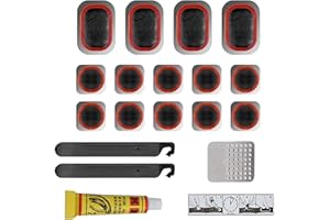 24Pcs Bike Patch Kit - Bicycle Tire Inner Tube Repair Kit with Vulcanizing Fluid/Rubber Cement, Patches, Metal Rasp, Levers - For All Types of Bikes, BMX, E-Scooters - by Mobi Lock