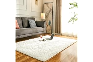 Evitany Cream Rug,Fluffy Washable Non-Slip Rugs Living Room,Small Soft Shaggy Bedside Rugs for Bedrooms,Lounge Carpet(Cream, 80x120 cm)