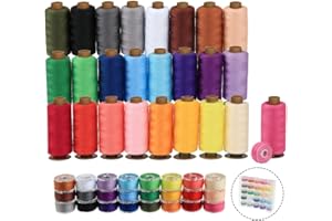 Agoer 400 Yards per Sewing Thread for Sewing Machine,50Pcs Polyester Thread Spools,25 Colors Prewound Bobbin Thread for Sewing Machine,Prewound Bobbin with Case for Brother Singer Janome Machine