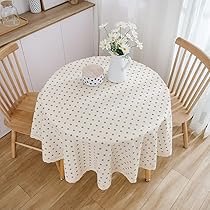 Tovaglia Rotonda In Cotone Lino 140 Cm - Elegante E Pratica Con Ricamo Foglie Verdi E Nappe