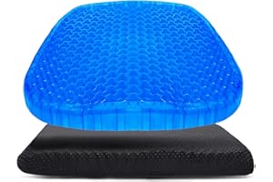 Wenisuow Gel Seat Cushion with Cover, Double Thick Egg Seat Cushion Cool Breathable Lumbar Support Chair Cushion Large Size Chair Gel Cushion for Car/Office/Home/Wheelchair (Light Blue)