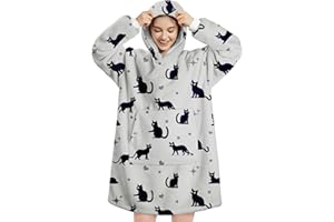 Queenshin Felpa Coperta Indossabile con Cappuccio Donna e Uomo, Oversize Coperta Plaid con Maniche Poncho in Pile Sherpa Morbida e Calda