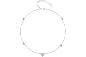 Step Forward Sterling Silber Herz Geburtsstein Fußklets: Konstellation Monat Geburtstagsgeschenk Schmuck für Frauen oder Jugendliche Mädchen oder Tochter