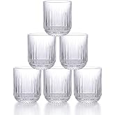 INDE SANTA CLARA | Set of 6 Glass Water Glasses 270cc Odiel Transparent, Relief Glass Water Cups, Dishwasher and Microwave Sa