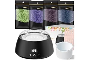 CITHOT Waxing Set LCD, Wachs Haarentfernung 4 Wachsbohnen 20 Holzspateln, Wachswärmer Haarentfernung zu Hause