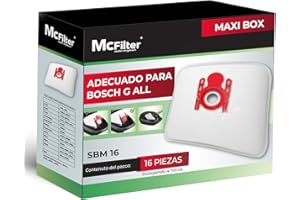 McFilter | 16 bolsas de polvo compatibles con Bosch Serie 2 Serie 4 Serie 6 Serie 8, BBZ16FGALL Tipo G ALL, adecuado para BGL8XHYG, BGD38RD1H, BGDS2CHAMP GL-20 30 alergia MoveOn Mini