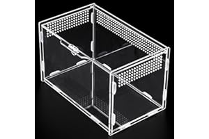 RIYANED Caja de alimentación para Reptiles,Caja de Transporte acrílica Transparente de,Adecuada para lagartos, arañas, Ranas con Cuernos y escarabajos. (20cm x 12cm x 12cm)