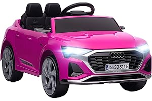 AIYAPLAY Audi Q8 E-tron Licensed Electric Car for Kids, 12V Electric Ride on Sportback Design with Remote Control, 4 Suspension Wheels, LED Headlights, Music, Horn, for Ages 3-4 - Pink