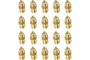 MEUKCEZ 20 Piece 3D Printer Nozzles, MK8 Brass Nozzles Set 0.2mm/0.4mm/0.6mm/0.8mm/1.0mm, Extruder Print Heads for Makerbot, Creality CR-10, Ender Series, High Precision, Easy Installation