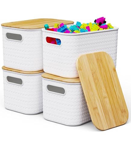 Boîtes Rangement Bambou 5L - Lot De 6 - Shrivee Pour Cuisine/salle De Bain