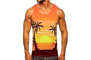 Zofedap Gym Tank Top Herren Hawaii Hemd Männer Sport Ärmelloses Shirts Fitness Muscleshirt Achselshirts Muskelshirt Trainingsshirt Tanktop Trägershirt Funktionsshirt Kompressionsshirt Herren Ärmellos