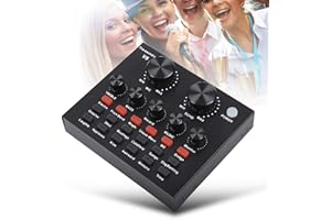 HAHHHHA V8 USB External Bluetooth Audio Mixer - 220V, Black, Portable, Headset Microphone, Live Sound Controller, Karaoke, DJ, PC Sound Card