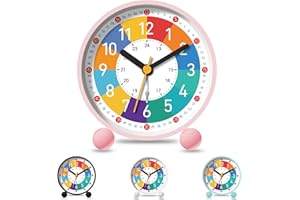 YeahBoom Reloj Despertador Niño,Despertador Infantil Silencioso Sin Tick Tick,Reloj de Aprendizaje con Luz Nocturna,Digital y Analógico para Niños