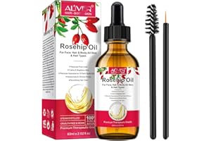 NVXNMSD Aceite de Rosa Mosqueta Puro 60ml con Ácidos Grasos Insaturados, 100% Natural Aceite Prensado en Frío Hidratante para Anti-envejecimiento, Desvanece la Cicatriz, Revitaliza la Piel y Cabello