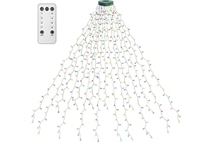 Lampki Choinkowe Kedoxi 400 diod LED z Timerem, Lampki Choinkowe z Pierścieniem 16 Sznurków 6,6FT łatwe w Montażu, Kurtyna świąteczna Wróżka 8 Trybów do Dekoracji świątecznej Jodły Sosnowej, Kolorowe