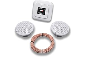 ‎EBROM Busch Jäger DAB+ Flush-Mounted Flush-Mounted Radio DAB Plus 8215 U - 101 Reflex Si Alpine White - Complete Set + 2 x Ceiling Speakers Wet Room Bathroom + 20 Metre Speaker Cable 2 x 0.75 mm² 8215U-101