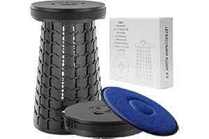 ALEVMOOM Tabouret Pliant Portable de 50CM avec Coussin Tabouret Pliable Rétractable - Capacité Max de 450kg Tabouret de Camping avec Siège Plus Rand et Plus Solide pour Jardin