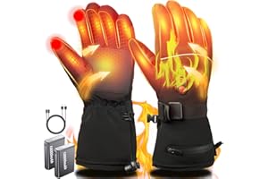 BIAOQINBO Guantes calefactables con Baterías de 5000mAh*2, 3 Temperatura Ajustables Guantes Calientes Eléctricos Calefactablescon para hombre mujer,Guantes Cálidos