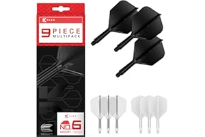 Target Darts K-Flex Integrated Dart Flights And Shafts, No.6, Kflex 9 Pack Bundle, K Flex 3 Colori | Nero, Bianco, Trasparente, Rosso, Verde, Blu, Rosa, Arancione, Giallo | Corto, Intermedio, Medio