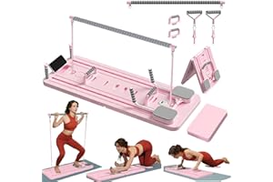 ExeractFit Mini Pilates Reformer Kit con Barra de Pilate y Bandas de Resistencia, Pilates Board en Casa Tabla Pilate Multifuncional Equipo de Entrenamiento