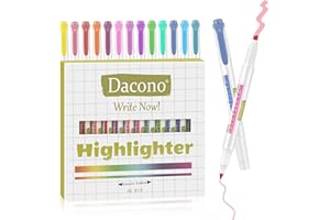 Dacono Evidenziatore a doppia estremità, 12 Pcs colori pastello pennarello a doppia punta, non sanguina e si asciuga velocemente, evidenziatori a scalpello e a punta fine per studenti ufficio