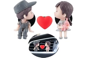 BETESSIN 3Pcs Auto Lüftungsclips Auto Deko Paare Innenraum Deko Figuren Klein Süße Cartoon Figur mit Herz Autozubehör Auto Lüftung Clips Armaturenbrett Dekoration Geschenkidee Grau