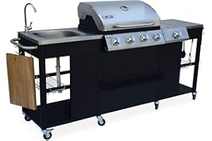 ALICE'S GARDEN sweeek - Barbacoa de gas, cocina de exterior, Negro, 5 quemadores