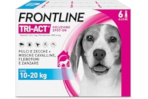 FRONTLINE Triact, 6 Pipette, Cane M (10-20Kg), Antiparassitario per Cani e Cuccioli di Lunga Durata, Protegge il Cane da Pulci, Zecche, Zanzare, Pappataci e Leishmaniosi, Antipulci 6 Pipette