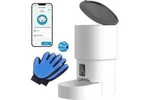 CATCHLUCK 4L Automatic Cat Feeder with WiFi and App Control, Smart Pet Food Dispenser, Programmable Timer, Remote Feeding for Cats and Small Dogs