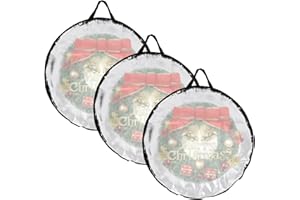 TOLIDA 3pcs 76cm/30 Translucent Wreath Storage Bag with Black Handles - Round Christmas Wreath Garlands Storage Containers, Zipper Storage Carry Bag for Xmas Season