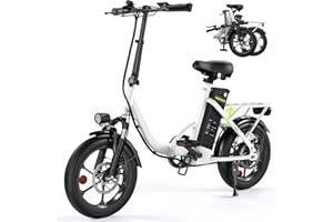 ‎FINBIKE Finbike Klapprad E-Bike 16 * 2.15 Zoll Fat Tire,Tragbares Elektrofahrrad mit 10.4Ah Abnehmbarem Akku,4 Fahrmodi,PAS Reichweite MAX 88KM,Falt-Elektrofahrräder für Herren Damen Pendeln