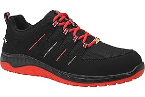 ELTEN Sicherheitsschuhe Maddox Black-red Low ESD S3S, Damen und Herren, Textil, Stahlkappe, leicht, sportlich