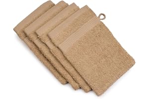 GOZZE Gözze - New York Gant de Toilette, Lot de 4, Doux et absorbant, 100% Coton, 17 x 24 cm - Marron