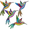ZYP Metal Outdoor Wall Art Decor,3D Colorful Garden Birds Sculpture Outdoor Iron Hanging Decor Ornaments, Metal Hand-Made Bird Wall Art Decorations for Fence Patio Balcony Living Room,Hummingbird