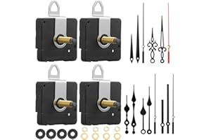 HICARER Uhrwerk Mechanismus mit 5 Sortierten Paaren Zeiger, Lang Welliges Uhrwerk mit Hohem Drehmoment Quarz Uhrwerk Uhr Ersatzteile durch Haken und Paster Ersetzen, 32 mm/ 1,26 Zoll (4 Stücke)