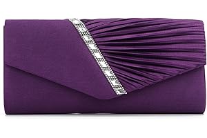 EVEOUT Pochettes et Clutches Sac à Main pour Femme Satin avec Cristal Sac de Soirée Bourse de mariée pour Mariage (Violet)