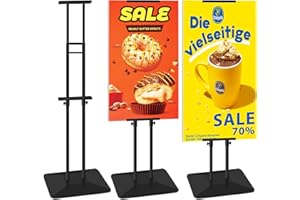 VAIIGO Doppelseitiger Plakatständer Infoständer Verstellbarer Metall Präsentationsständer Werbeständer Standhöhe bis 78 Zoll (Schwarz)