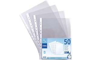 Viquel - Lot de 50 Pochettes perforées transparentes A4 - Qualité supérieure - Fabriqué en France - Pour classeur A4