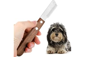 CHOLINCHIN Coltello da taglio per cani con manico in legno smussati Bassotto a pelo duro fine Terrier per capelli,Coltello da spogliarello medio rifinitura marrone destro toeletta per animali domestici Sottopelo
