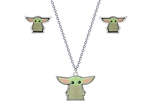 Disney Star Wars Mandalorian The Child Ohrring- und Anhänger-Set, Grün und Schwarz, Zink
