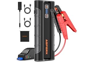 ‎ASPERX ASPERX Starthilfe Powerbank 2500A Spitzenstrom 21000mAh Tragbare Auto Starthilfe 12V Starthilfegerät für Bis zu 10L Benzin oder 7,3 L Dieselmotor mit LED Taschenlampe & 18W USB-C