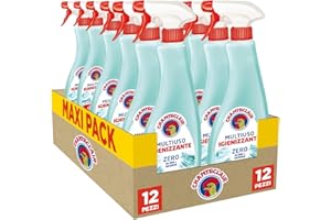 Chanteclair - Desinfectante multiusos - Cero halos y residuos, spray ideal para pequeñas superficies incluso en contacto con alimentos, fuerza e higiene - 12 botellas de 625 ml