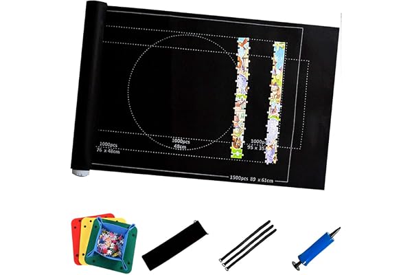 OMZGXGOD Tapis de Puzzle en Feutre Puzzle Roll Rollable pour 1500 Pièces avec Poche de Rangement Tapis de Jeu (118 cm x 66 cm)