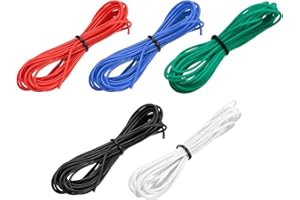 sourcing map 26 G silikonowy drut 26 AWG, drut elektryczny, skręcany drut, elastyczny, ocynkowany, miedziany, drut do podłączenia do wysokiej temperatury, 5 kolorów, 1,5 m, do modeli samochodów