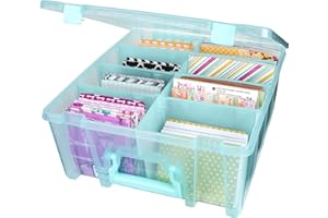 ArtBin 6990AA Super Satchel Double Deep Portable Art & Craft Organizer mit Griff, [1] Kunststoff-Aufbewahrungsbox, Aqua Mist, Polypropylen